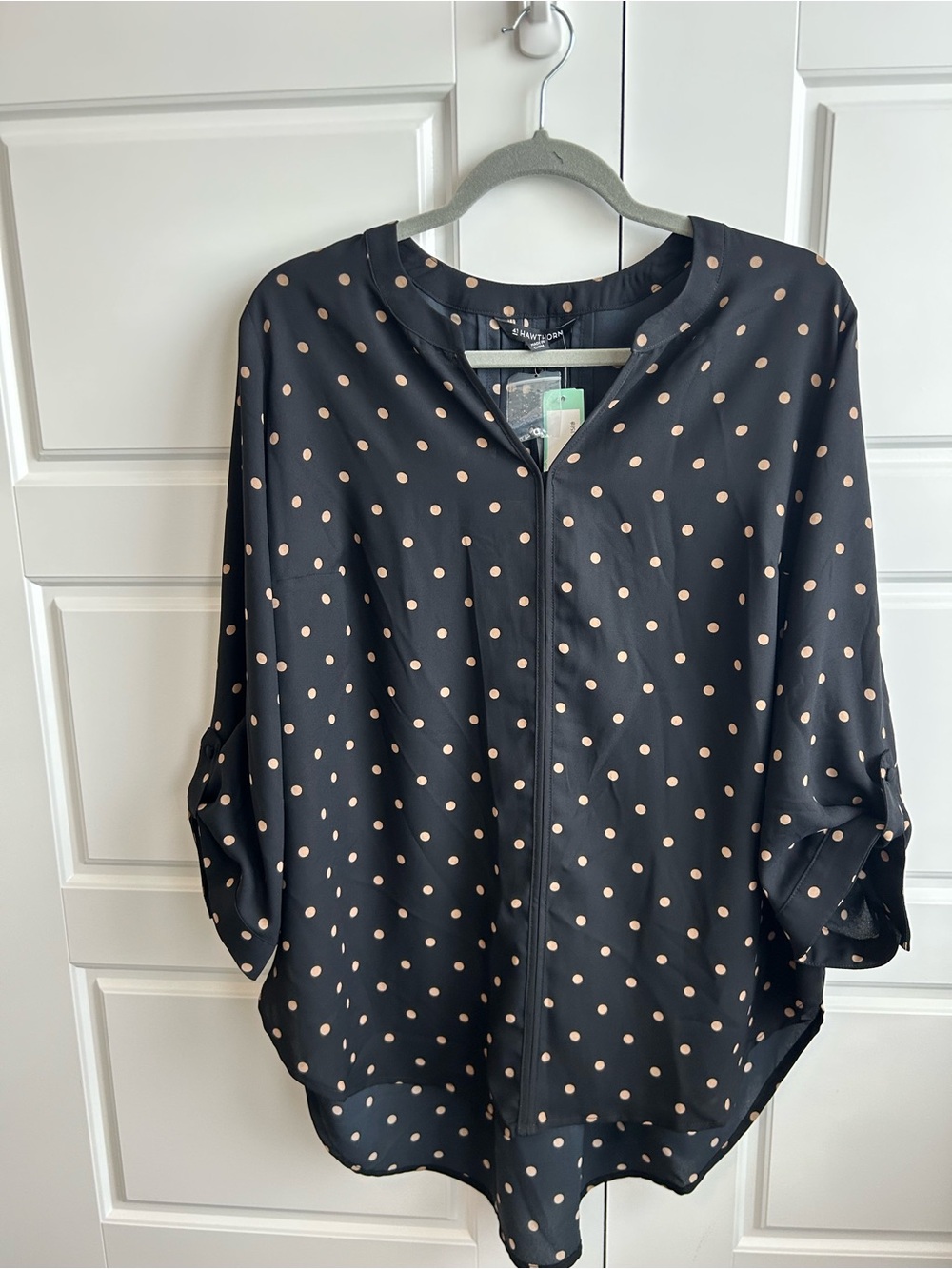 Black Blouse with Cream Polka Dots